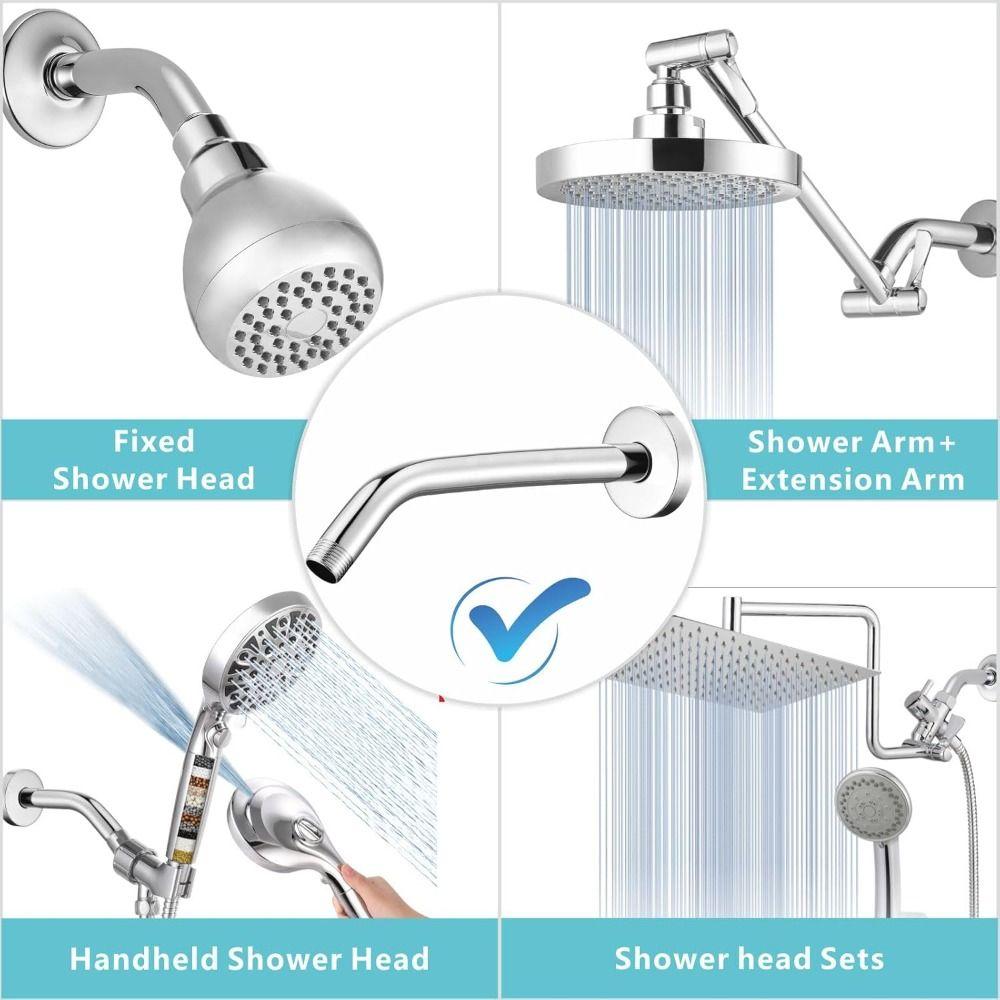 Stainless Steel Shower Pipe Wall Mounted Shower Arm Pipe Shower Head Extension Pipe
