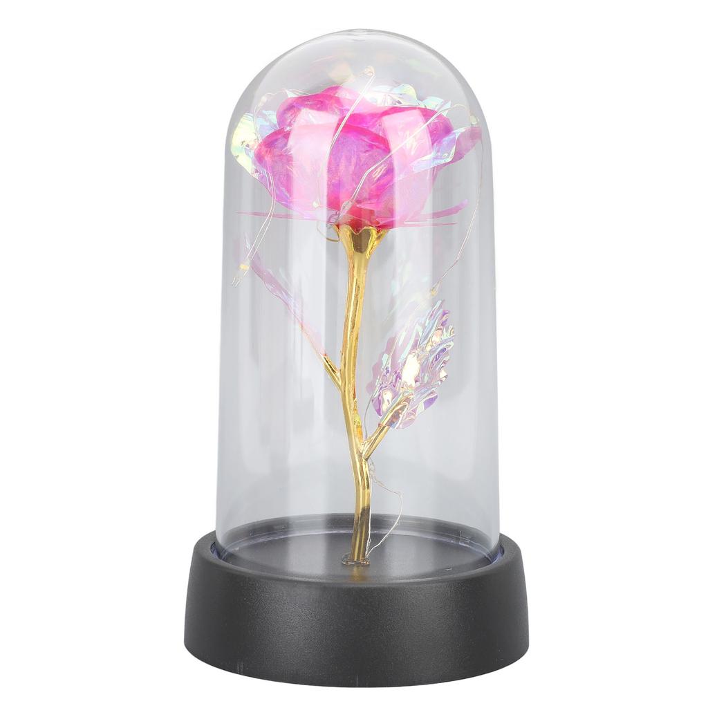 Rosa Colorata Luminosa in Cupola di Vetro Regali di Compleanno Illuminazione d'Ambiente Fiore Artificiale Luminoso Rosa per Anniversario Natale