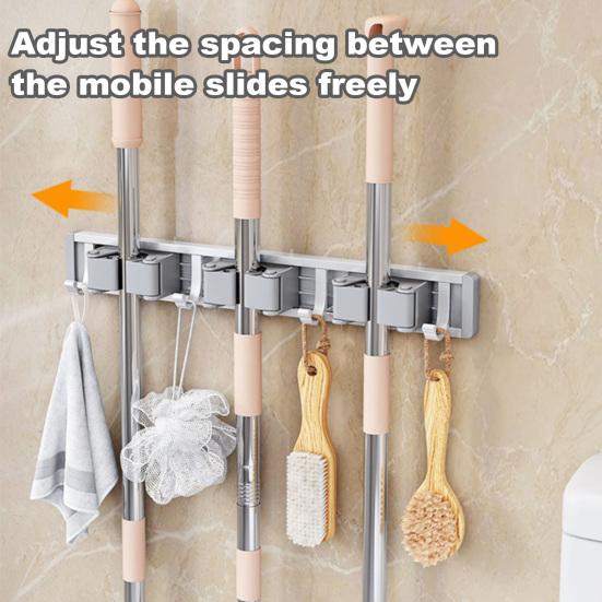 מתלה מטאטא צמוד על הקיר עיצוב מתכוונן בעל עומס חזק בשימוש נרחב קל להתקנה קולב מטאטא וו מגב