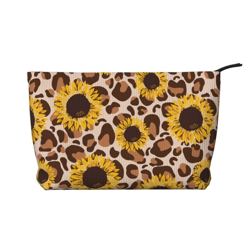 Custom Sunflower Pattern Toiletry Bag Women Cosmetic Bags Makeup Organizer Lady Portable Storage Dopp Kit Case