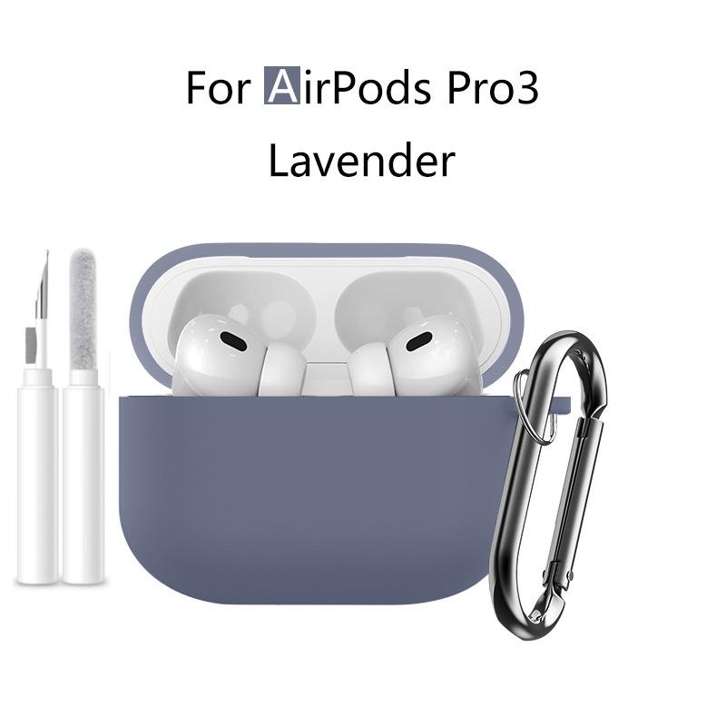 New 2025 For Apple Airpods Pro 3 Case Soft Silicone Full Protective Cover with Cleaning Kit and Keychain for Airpods Pro 3 Case