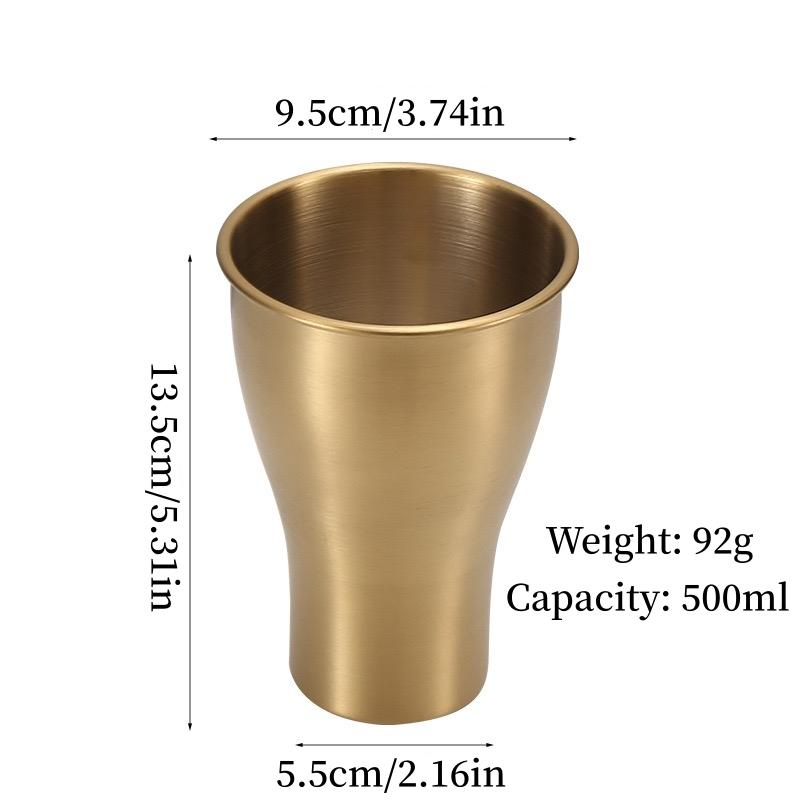 304 Stainless Steel Double-Wall Breakfast Mug Korean-Style Beer Mug Coffee Cup 500 Ml Restaurant Gold-Tone Beverage Tea Cup