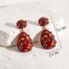 European and American style inlaid colorful diamond earrings versatile high-end design pendant earrings niche temperament earrings