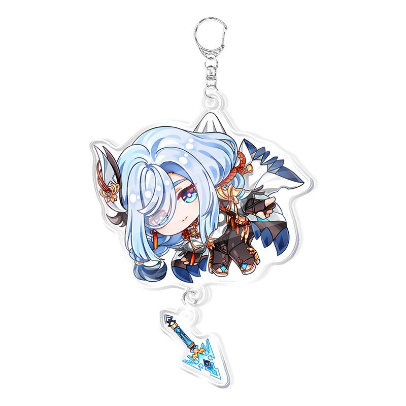 Game Genshin Impact Keychains Acrylic Model School Bag Jewelry Keychian Metal Holder Key Ring For Children Girl Men Accessories