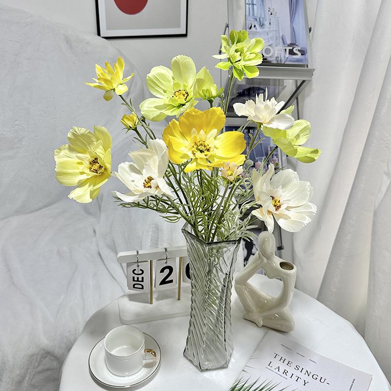 11pcs Gesang Flower Single Branch 1 Fork Queen Cosmos Imitation Fake Flower Silk Flower Living Room Arrangement Wedding Decor