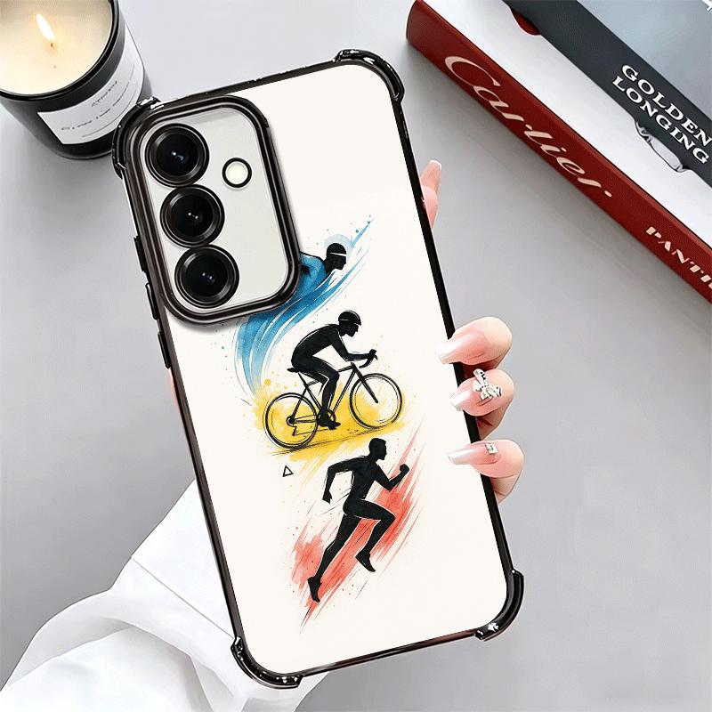 Triathlon Swim Bike Run Soft Phone Case For Samsung A17 A27 A07 A37 A57 A16 A56 A15 A55 A14 A54 A13 A53 A26 A36 A25 A35 A24 A34