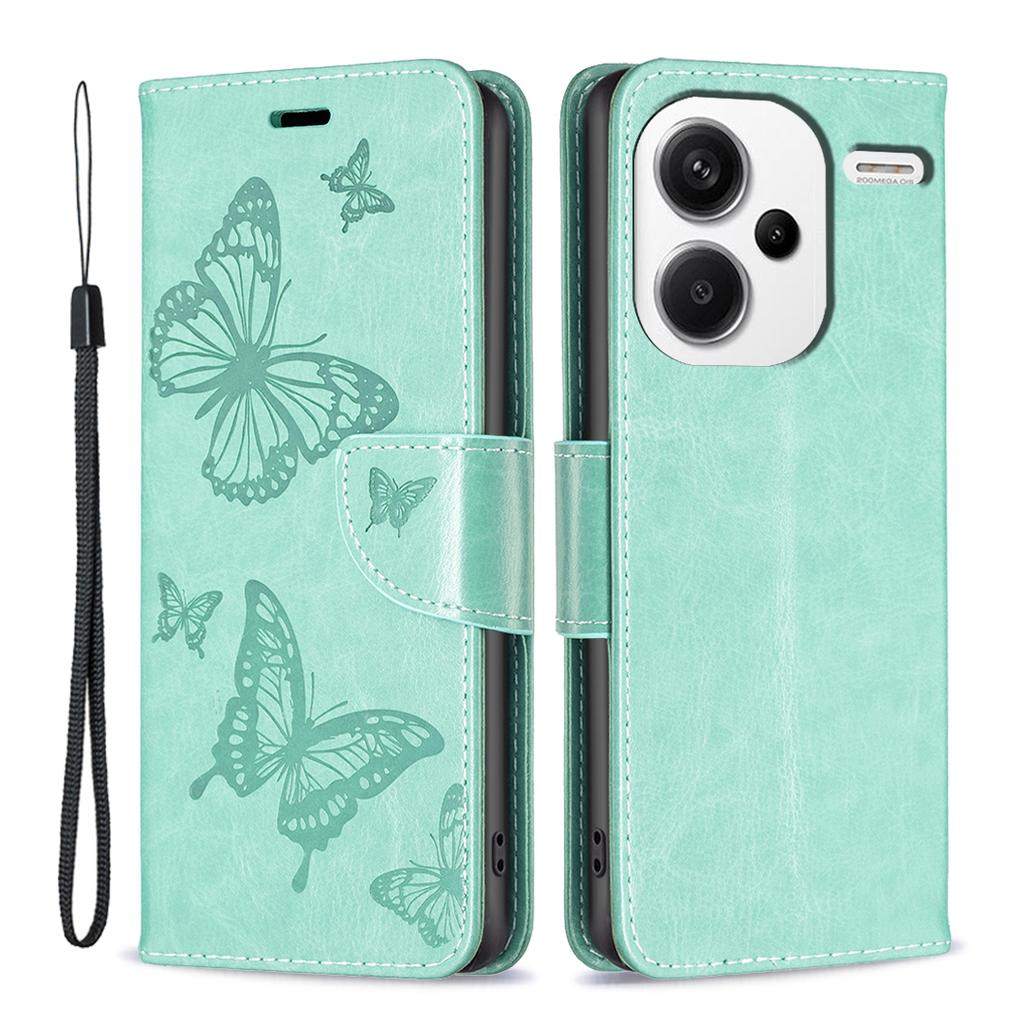 For Xiaomi Redmi Note 13 Pro+ 5G Leather Case with Wallet Stand Butterfly Imprinted