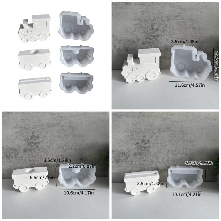 Silicone Ornament Molds Train Theme Candle Holder Molds Resin Craft Moulds Silicone Texture Candle Stand Molds for Craft