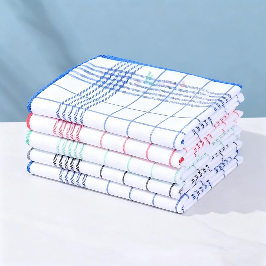 5/8 Pack of Kitchen Checkered Cleaning Cloths,60 X 40 Cm, Durable, Suitable for Kitchen and Home Use, Can Be Used for Washing Dishes and Wiping Tables
