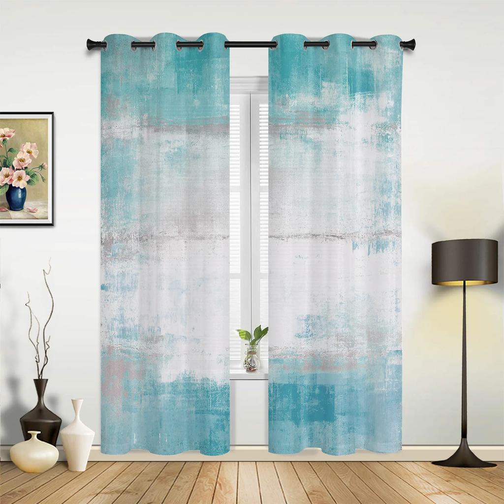 Oil Painting Abstract Geometric Yellow Gray Curtains Bedroom Living Room Drapes Kitchen Kid Window Curtain Home Decor Polyester Washable Area Ready