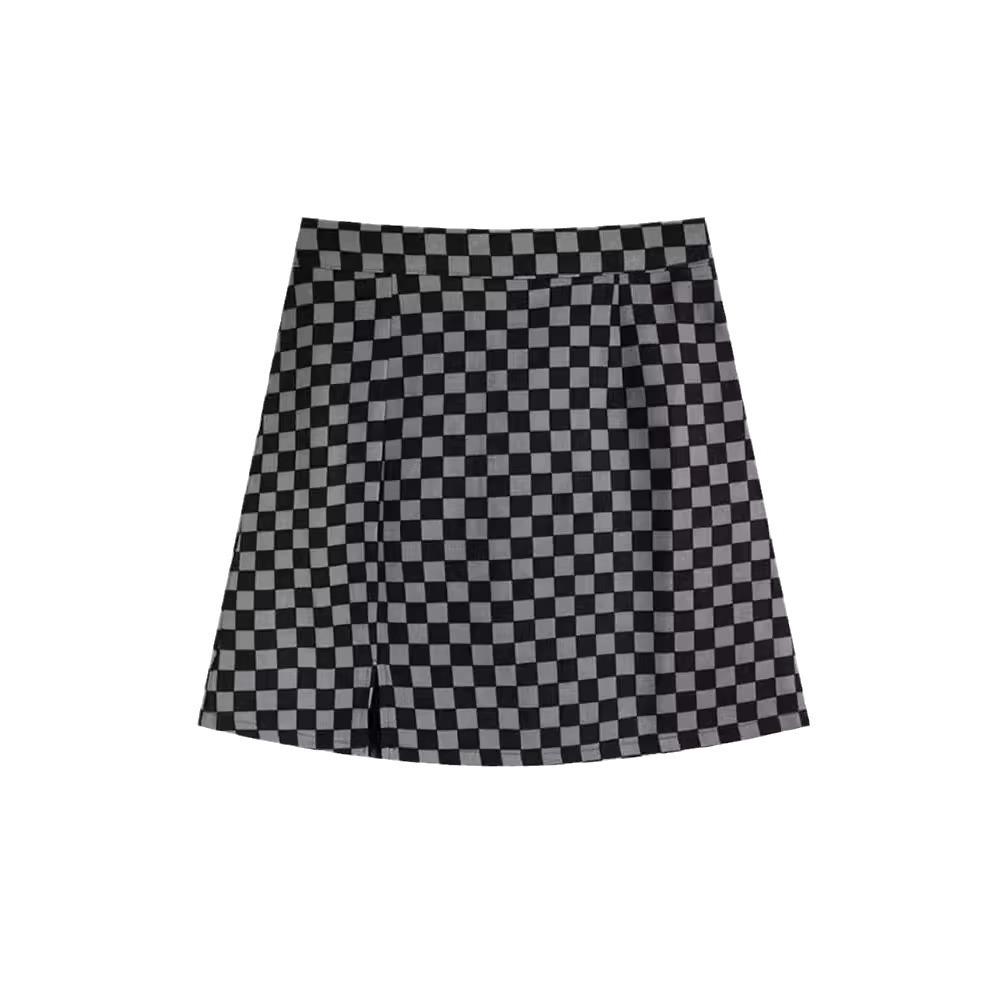 Petite Plaid High-Waist A-Line Skirt: Summer 2024 Hip-Hugging Short Design