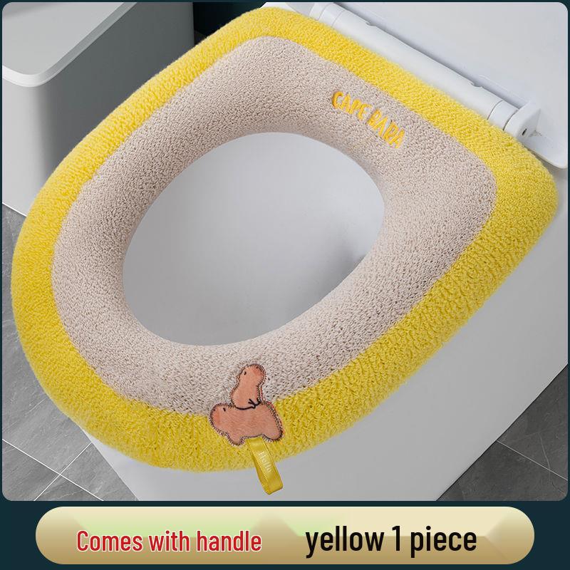 

Универсальный плюшевый чехол для сиденья унитаза: Утолщенная, бархатная, теплая подушка О-образной формы для использования осенью и зимой