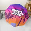 Game Grand Theft Auto Print Automatic Umbrella, 8 Rib Iron Frame, Plastic Handle, Suitable for Outdoor Travel &Daily , Ideal Gift