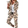 Long Sleeve Blaze Women 2 Pieces Elegant Slim Fit Jacket Formal Office Work Pant Lapel Coat Set