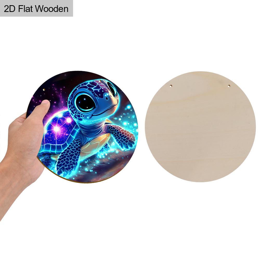 Galaxy Sea Turtle Wooden Sign, Charming Round Sign for Front Door, Wall Hanging Decor - Ideal Coastal & Space Themed Gift for Ocean Lovers