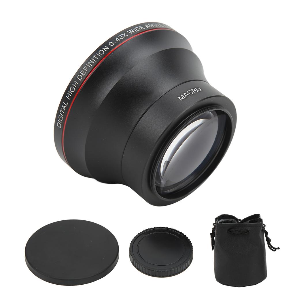 52mm 0.43X Wide Angle Lens Optical Glass Camera Lens with Macro Lens for Landscape Photography