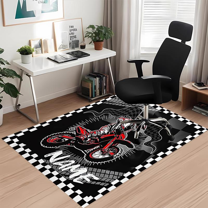 Tappeto Stampato Moto da Fuoristrada con Nome Personalizzato, per Sedia da Ufficio Soggiorno Camera da Letto Cucina Decorazioni Regali.