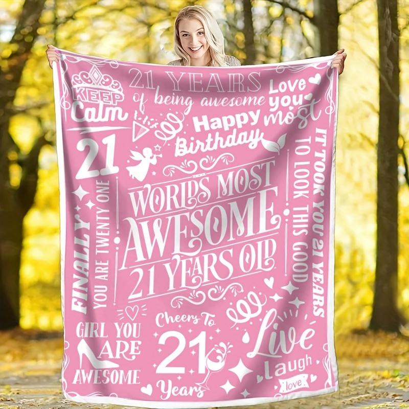 21st Birthday Celebration Art Blanket - Unique Special Milestone Gift Soft Warm All-Season Throw for Couch, Bed & Travel