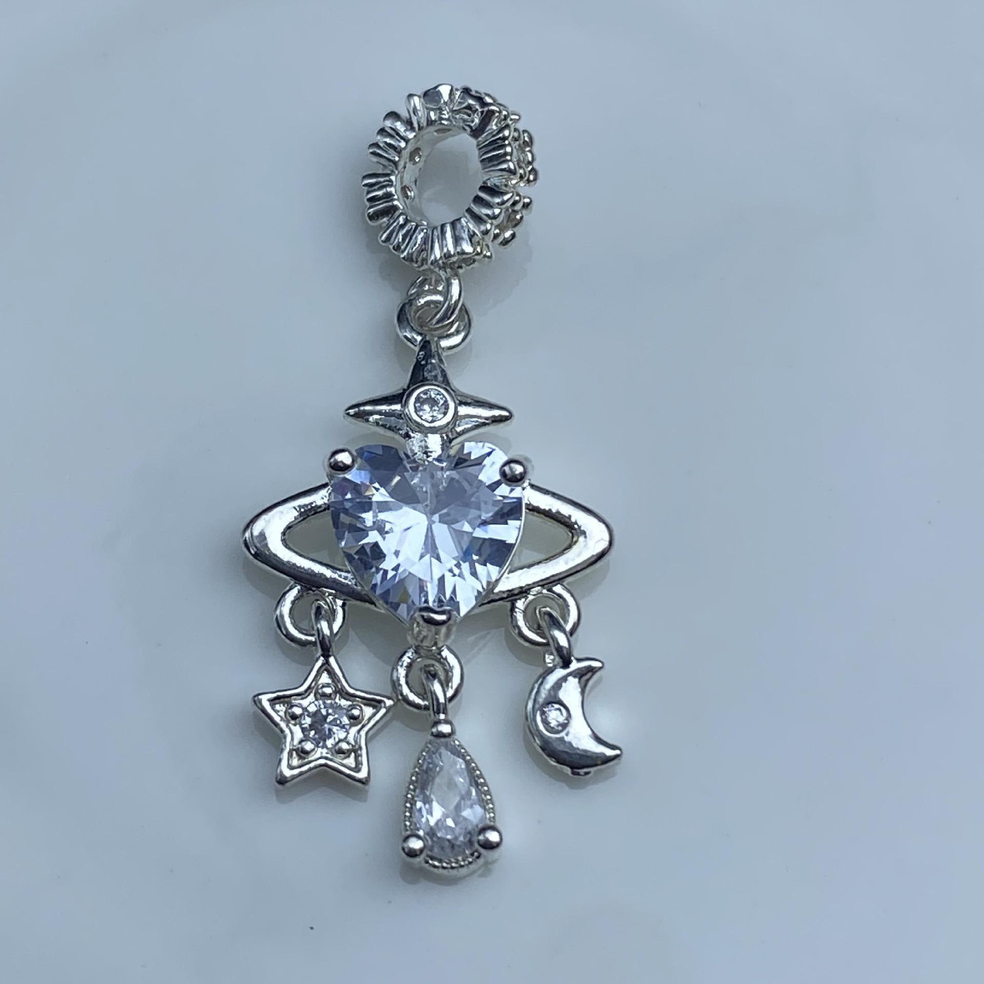 White Zircon Saturn Pendant: DIY Crystal Jewelry Beading Accessory