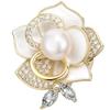 Qlady Camellia Brooch, Freshwater Pearl Corsage, Anti-Exposure Scarf Buckle