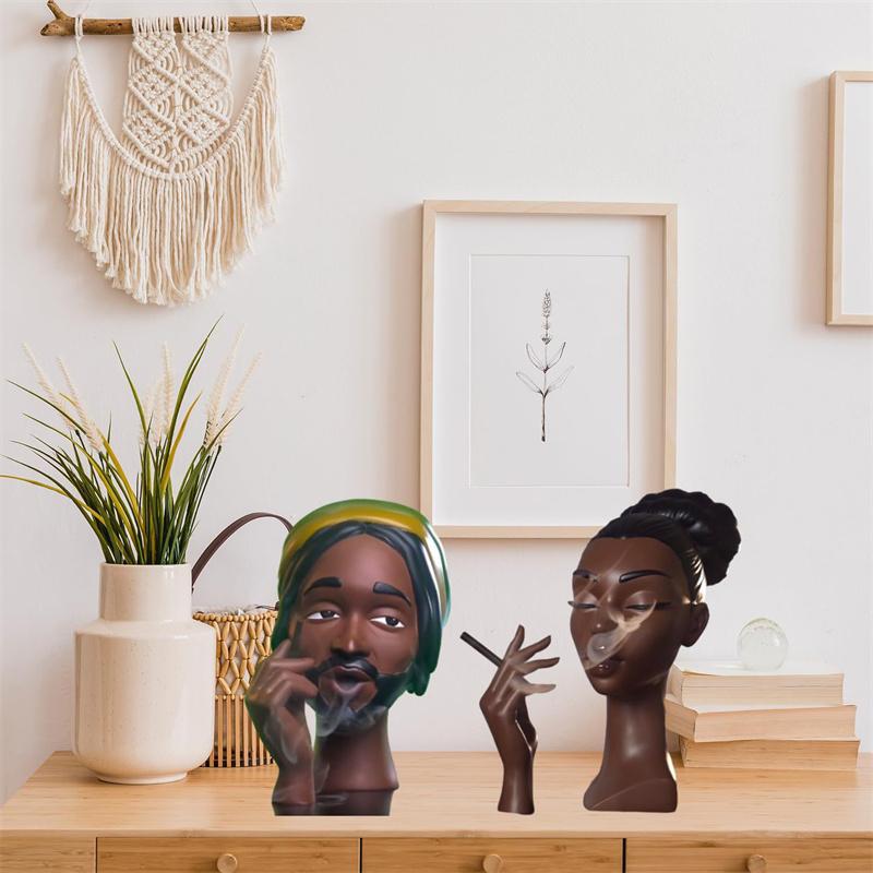 Black Woman Incense Burner Handmade Elegant Meditation Airflow Incense Burner Creative Design Art Incense Burner Statue Ornament