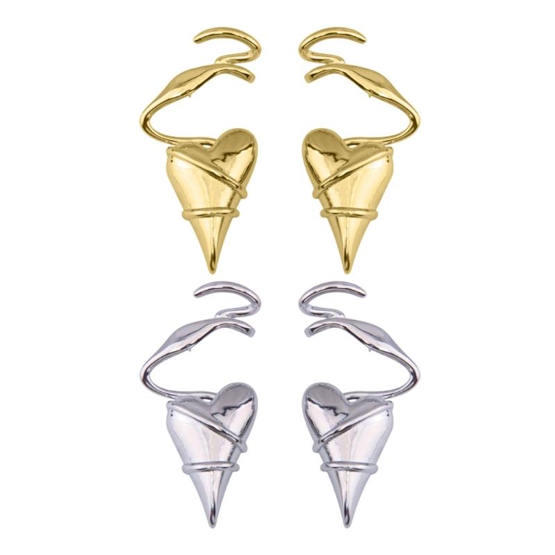 Elegante herzförmige Ohrringe mit gold-/silberfarbenem Draht umwickelt, Ohrschmuck für modebewusste Frauen