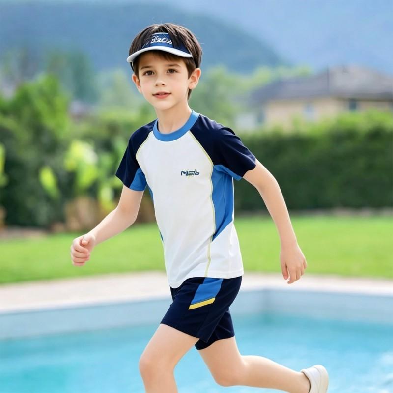 Jungen Badeanzug Set 2026 UV-Schutz Trainingsbadeanzug Zweiteilig Badehose Kinder Schwimmsport