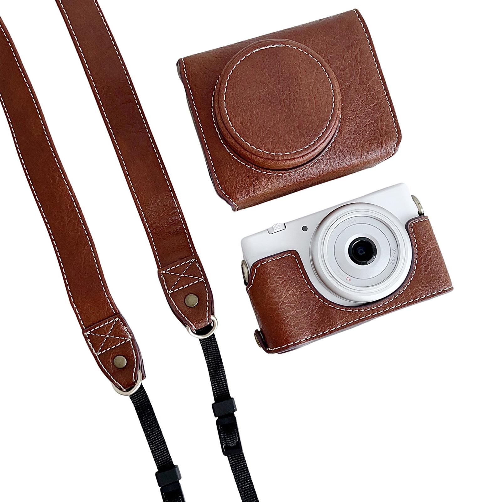 

Digital Camera Protective Case PU Leather Camera Storage Bag with Removable Shoulder Strap Compatible with ZV1 F ZV1M2 коричневый