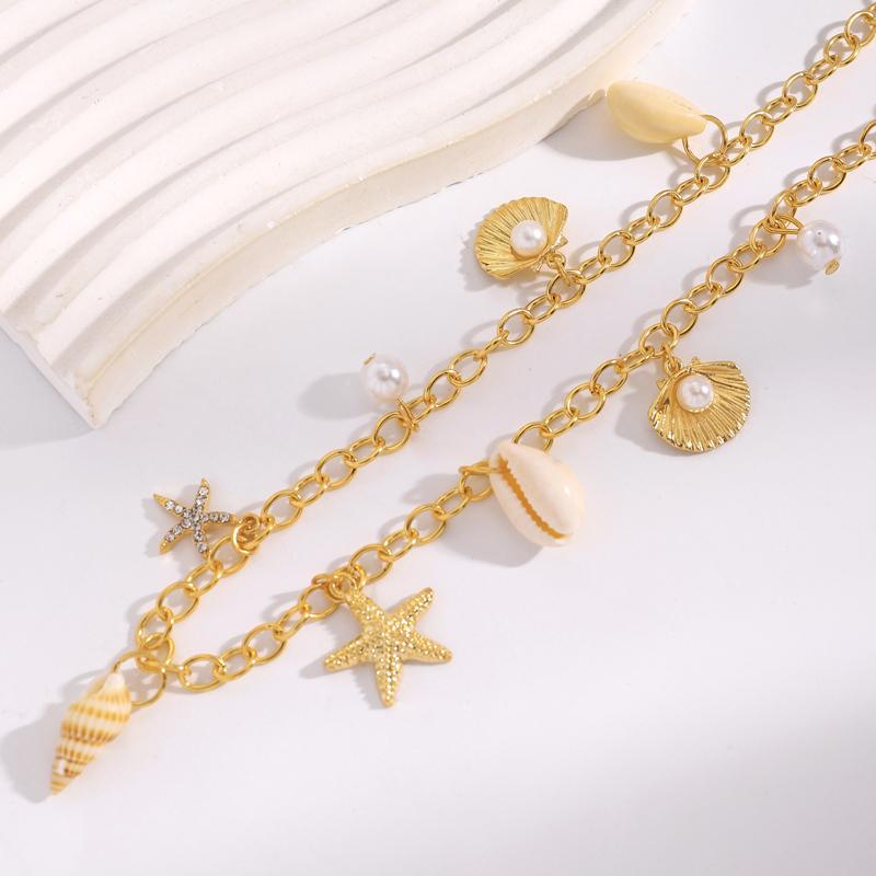Boho Starfish Shell Pearl Waist Chain for Women Delicate Sexy Conch Tassel Belly Chain Trendy Body Chains Versatile Jewelry Gift