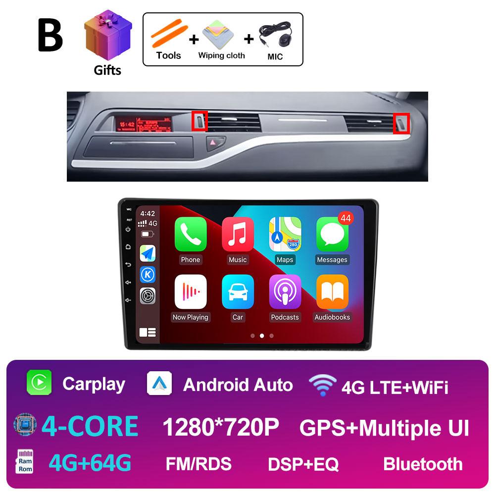 GPS Navigation Android 14 For Citroen C5 2008 2009 2010 2011 2012 2013 - 2017 Car Multimedia Radio Video Player QLED IPS Screen