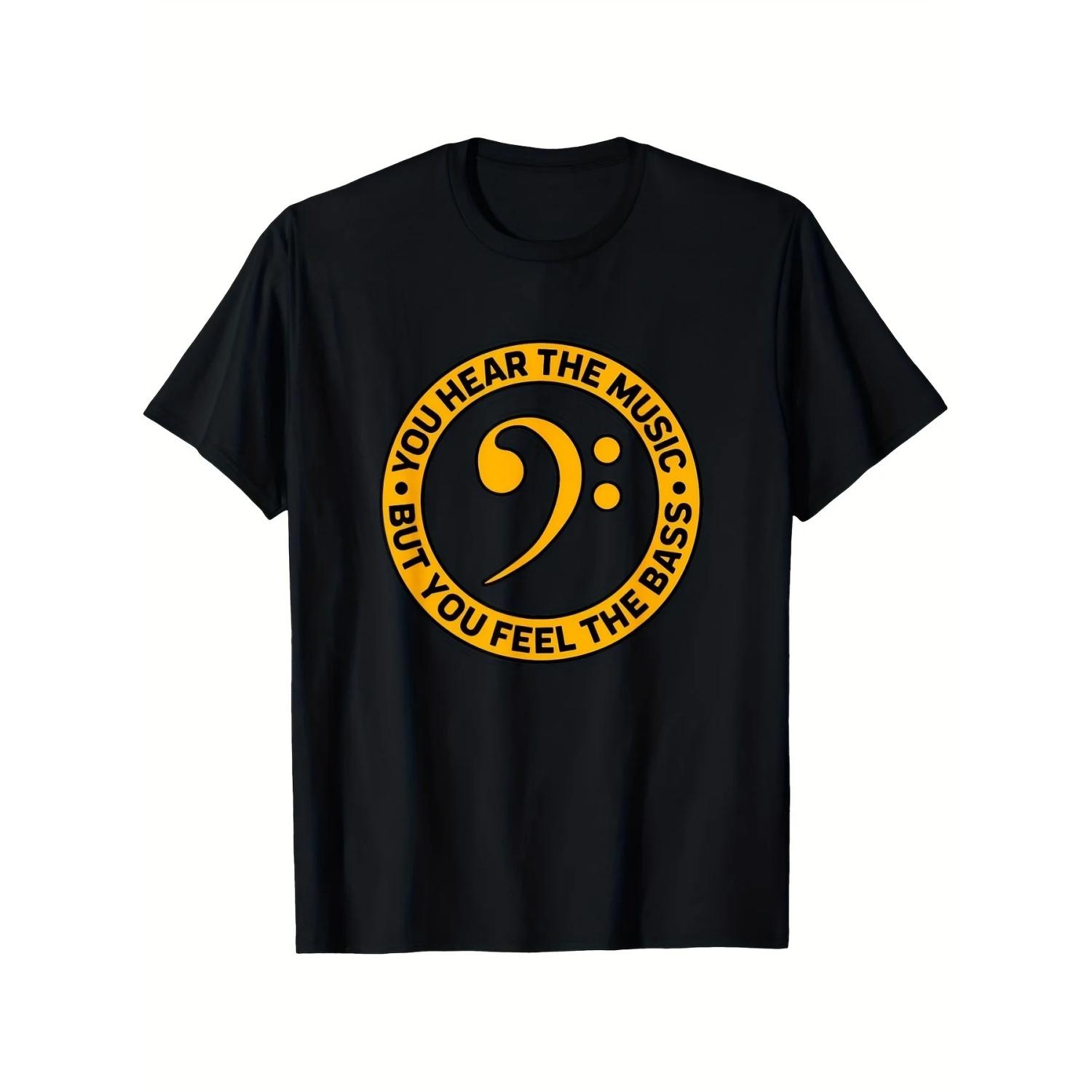 

Men s Patterned Tshirt _You Hear Music But You Feel Bass_ Is An Ideal Choice for Guitar and Music Enthusiasts with Short Sleeves S чёрный