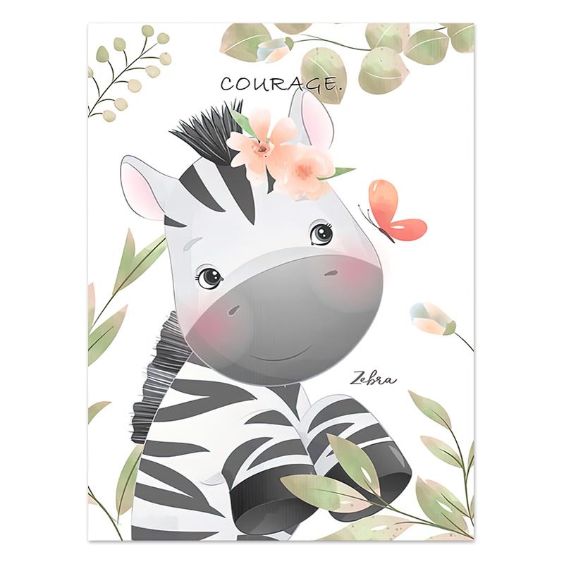 Cute Giraffe Elephant Lion Zebra Jungle Animals Wall Art Canvas Painting Nordic Posters and Prints Pictures for Kids Room Decor