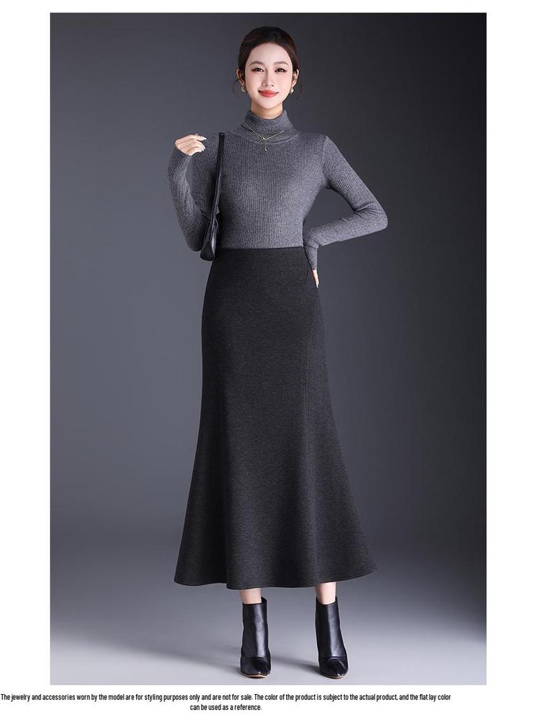 Autumn/Winter 2025 Cashmere High-Waist Mermaid Pencil Skirt