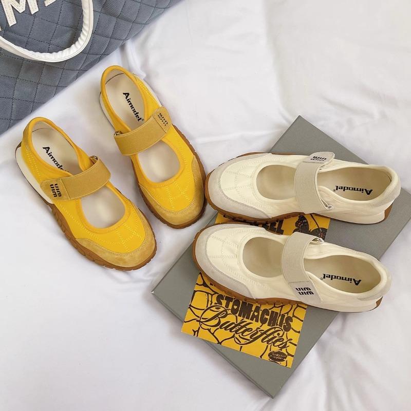 Mary Jane shoes women's spring and summer new hollow breathable canvas shoes Velcro platform casual shoes