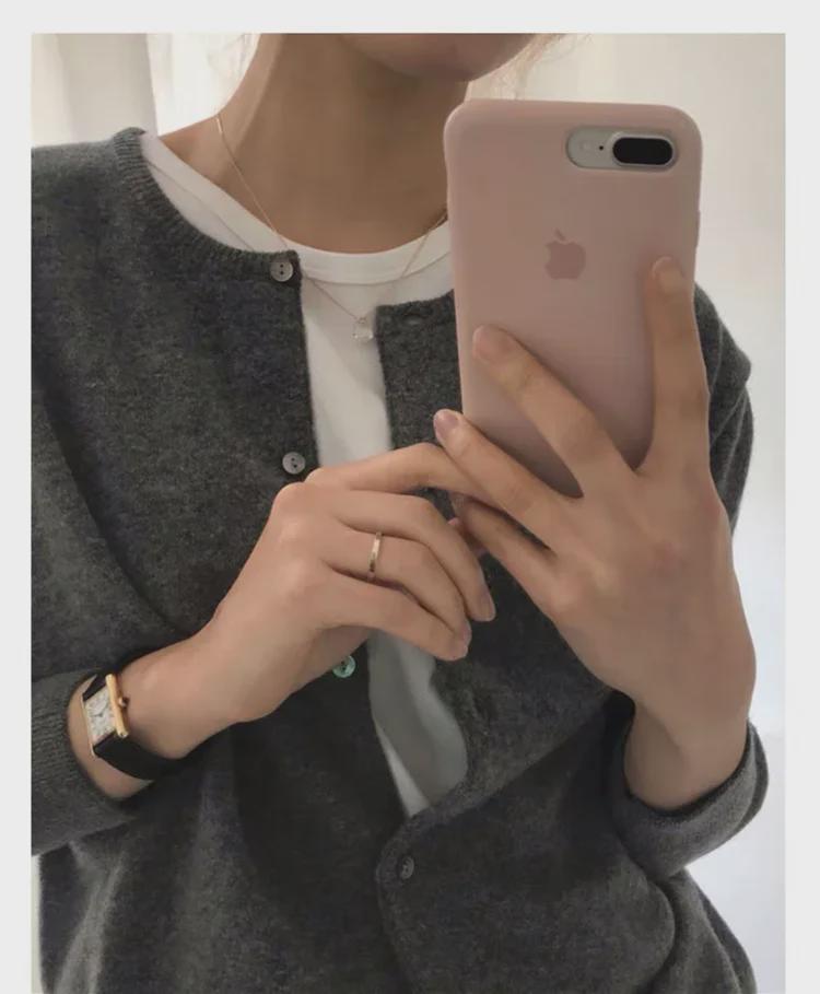 Spring 2025 High-End Women's Gray Knitted Cardigan - Versatile Short Sweater