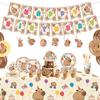 Capybara Birthday Party Tableware, First-year Gift Arrangement, Paper Plate Banner, Pennant, Cute Cartoon Style