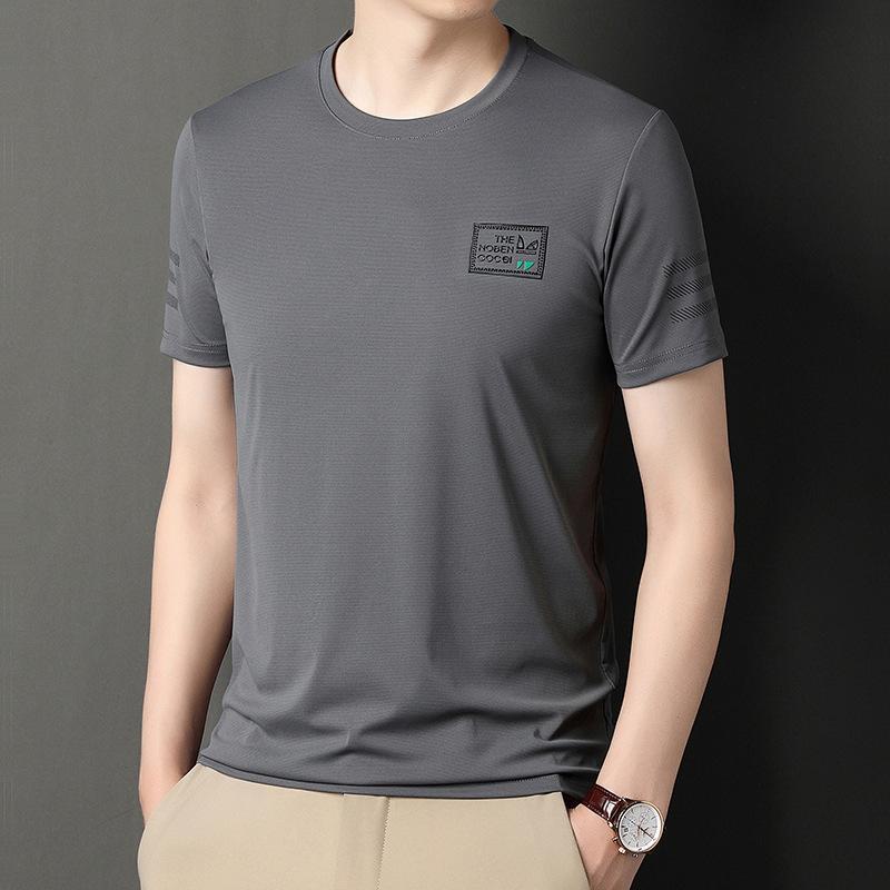 Letní Nové Pánské Tričko s Krátkým Rukávem pro Mladé a Středního Věku Korejský Styl Potisk Kulatý Výstřih Módní Značka Pánské Tričko s Polovičním Rukávem