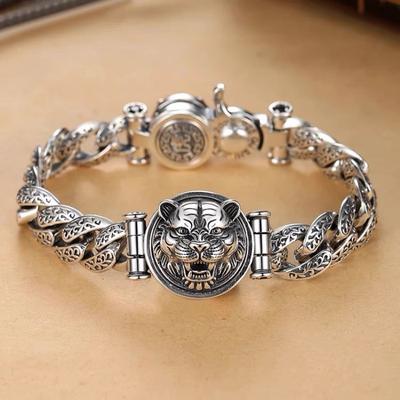 New Retro Tang Grass Rotating Zodiac Year Tiger Bracelet for Men's Trendy and Bold Men's Tiger Bracelet