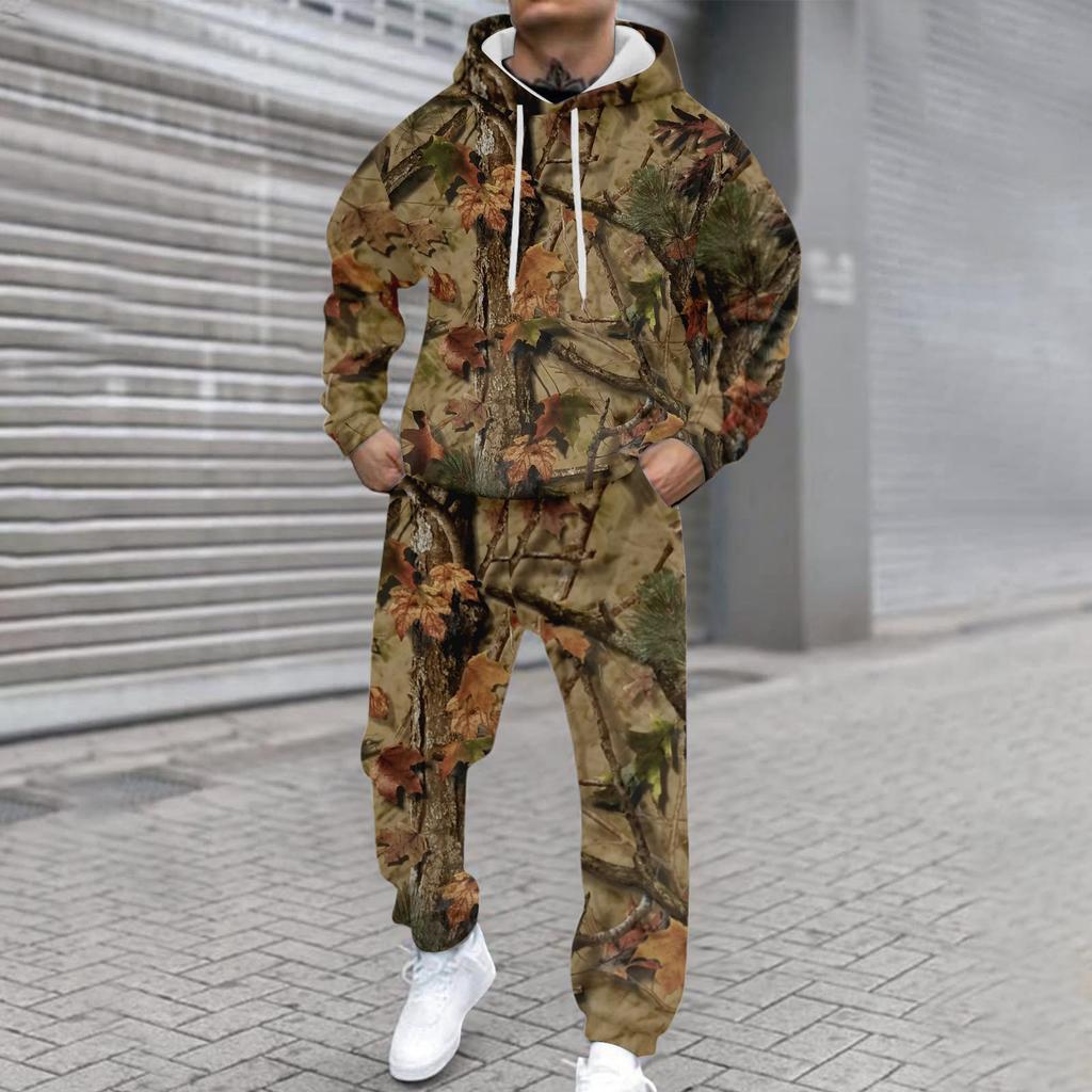 Męska bluza z kapturem z długim rękawem z nadrukiem casualowym i personalizowanym, męski sportowy zestaw dwuczęściowy: bluza i spodnie dresowe