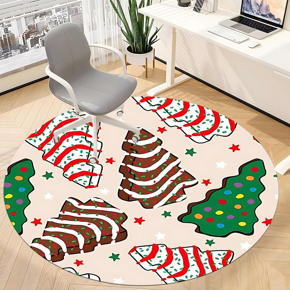 1pc Christmas cookies Office Round Rug, Non-slip, Soft and Durable Office Rug for Interior Decoration, Perfect for Office, Beautiful Decoration yy2603