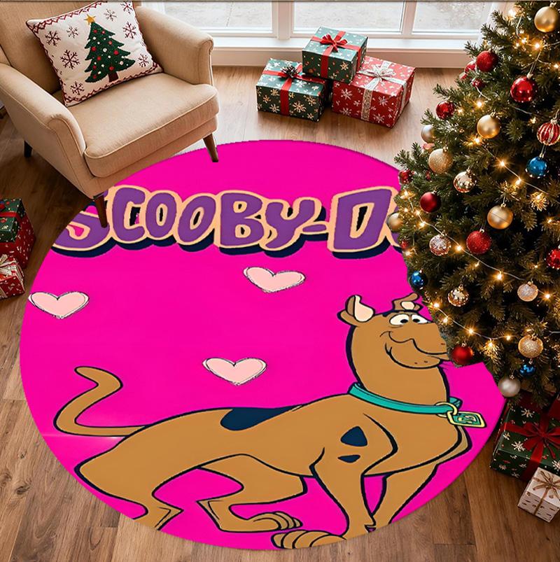 Scooby Pattern Round Rug, Indoor/Outdoor Mat, for Picnic, Gameroom, Bedroom, Office, Living Room, Home Decor Carpet, Birthday Gift