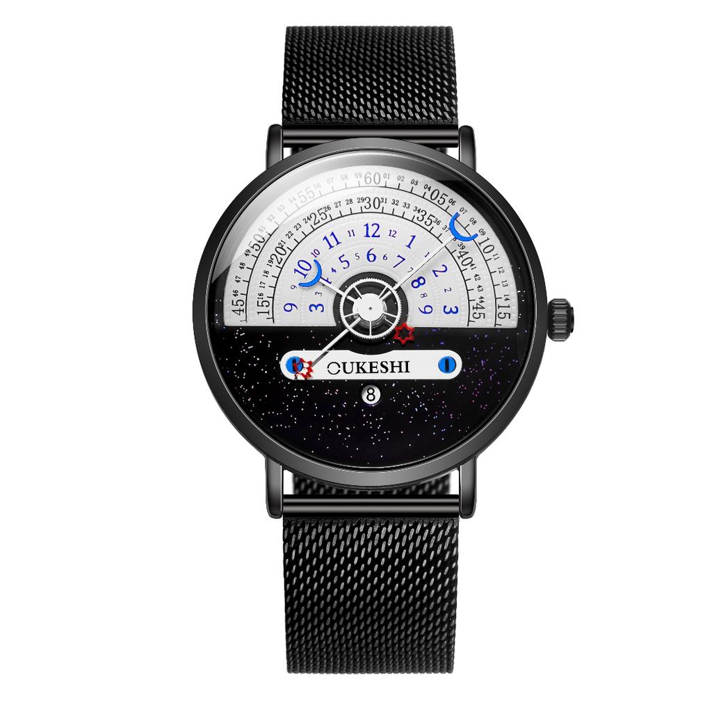 Luxury Men Business Watches Fashion Mesh Band Calendar Quartz Wristwatches For Mens Clock Reloj Hombre