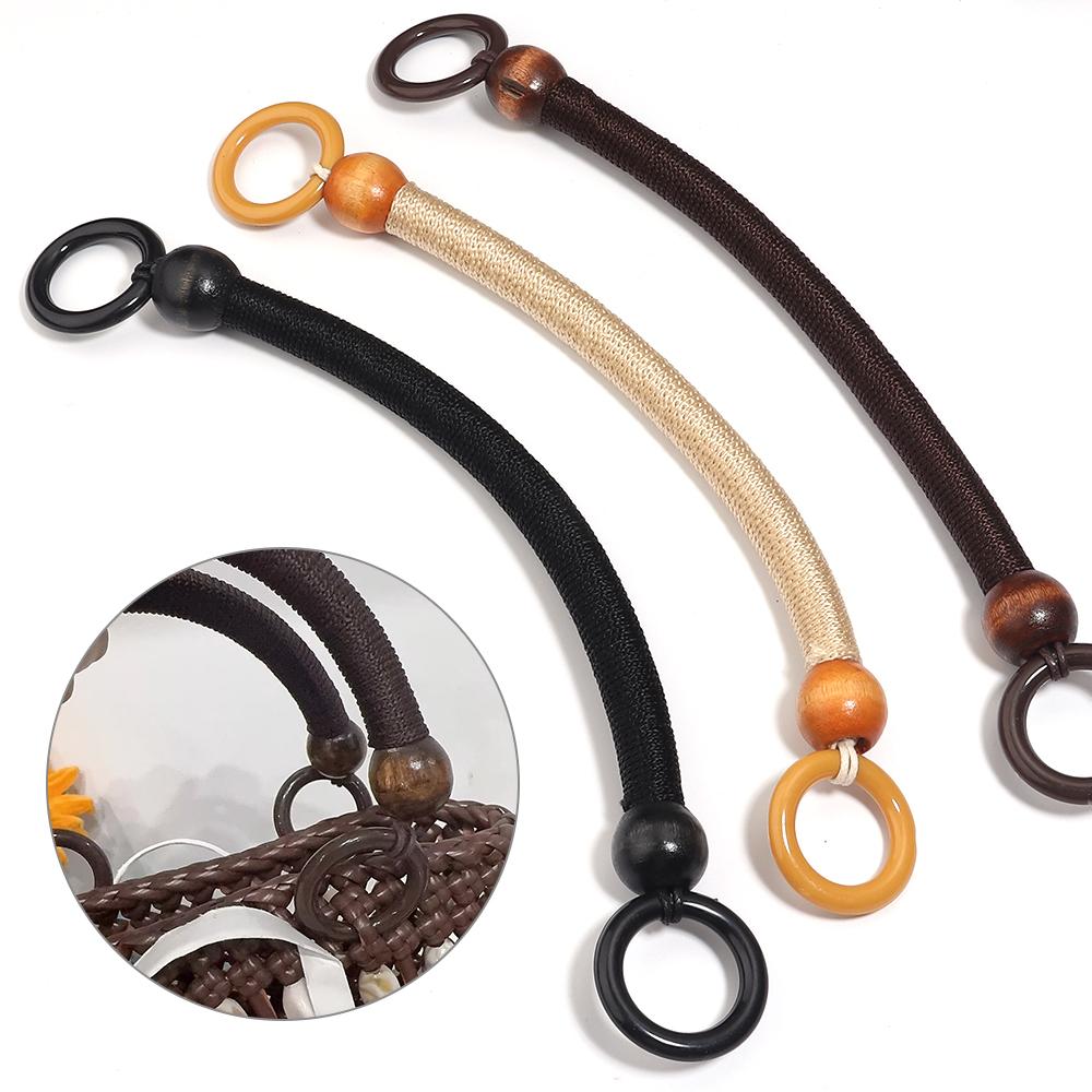 1pc Wooden Handbag Handle Rope Vintage Woven Wooden Bead Handbag Handle For DIY Crafts Bag Strap Replacement Handbag Accessories
