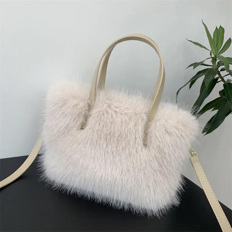 Luxury Faux Fur Ladies Square Shoulder Bags Winter Fluffy Female Crossbody Bag Soft Furry Plush Women's Small Handbags Purse