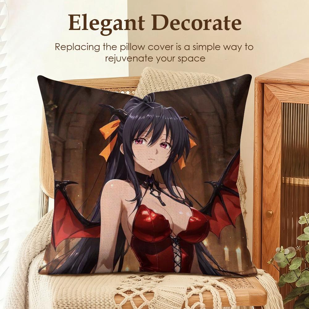 HHigh School DxD Cushion Cover Natural Linen Organic Fabric DoubleSided Printing Sofa Home Decor Gift Pillow Case