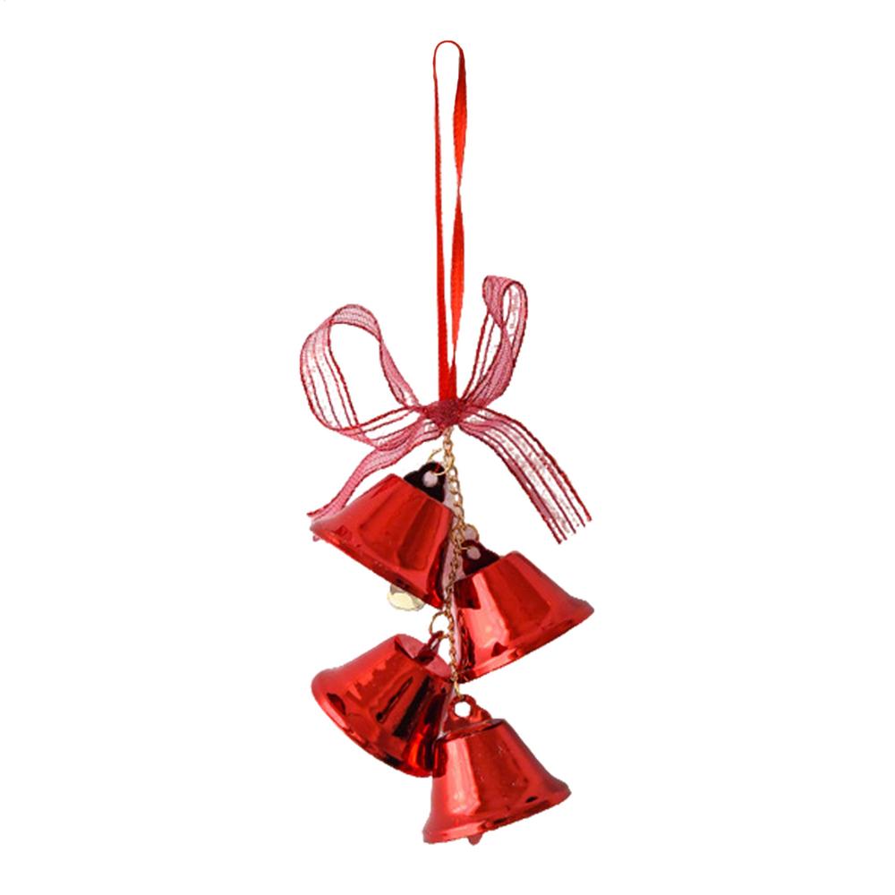Christmas Bells For Door Metal Christmas Decoration Hangable Jingle Pendants With Bow For Wedding Party Home Farmhouse Indoor
