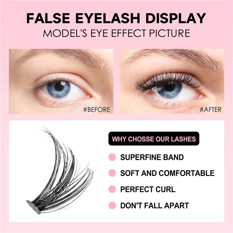 DIY sada prodlužování řas Řasy 200 KS Shluky Lash Bond and Seal Make-up Nástroje pro lepení řas Lepení Lepidlo Příslušenství