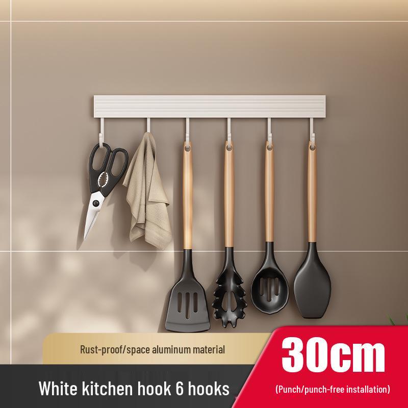 Multi-Functional Wall-Mounted Kitchen Hook Rack for Utensil Storage