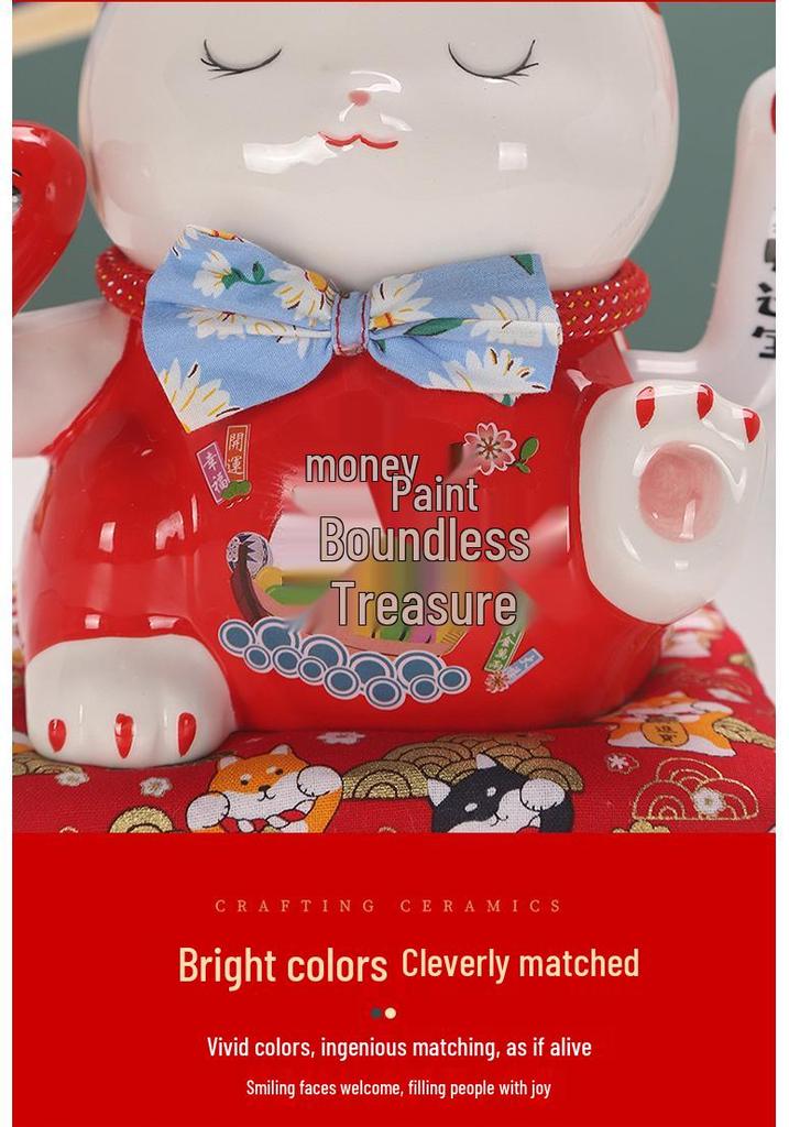 Large Electric Waving Lucky Cat Ornament for Home or Shop Decor