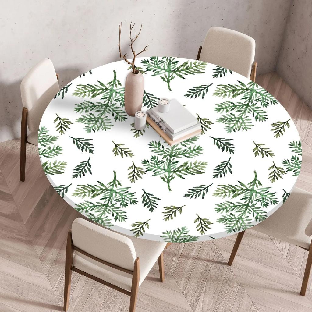 2025 Neue passgenaue runde Tischdecke mit Blumenmuster - Wiederverwendbar Wasserdicht Fleckenresistent Elastischer Rand für Zuhause Esstisch Hochzeitsdekoration